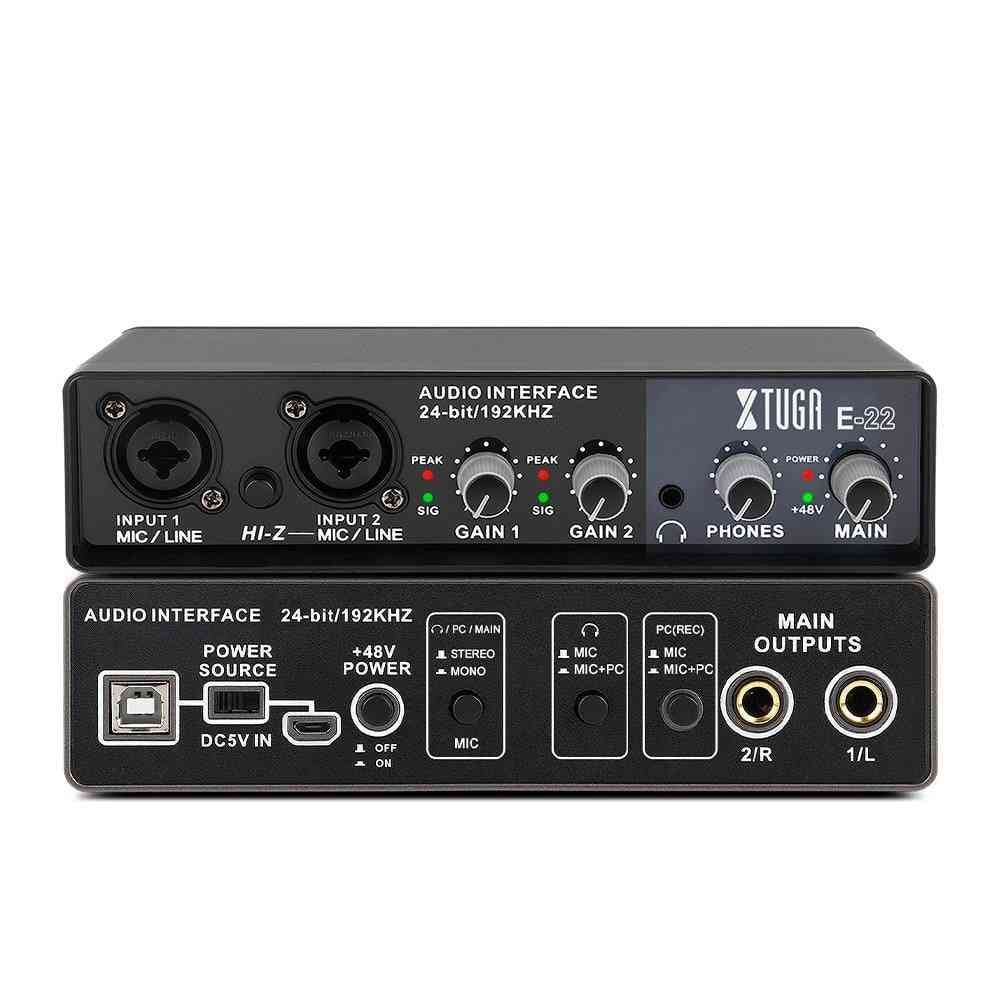 E22 Audio Interface Sound Card With Monitoring, Electric Guitar Live Recording