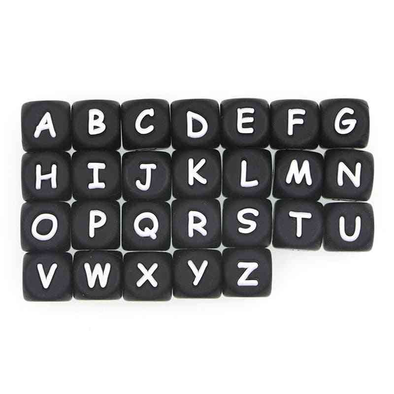 Black Silicone Alphabet Letter Beads Baby Teething Pacifier Chain