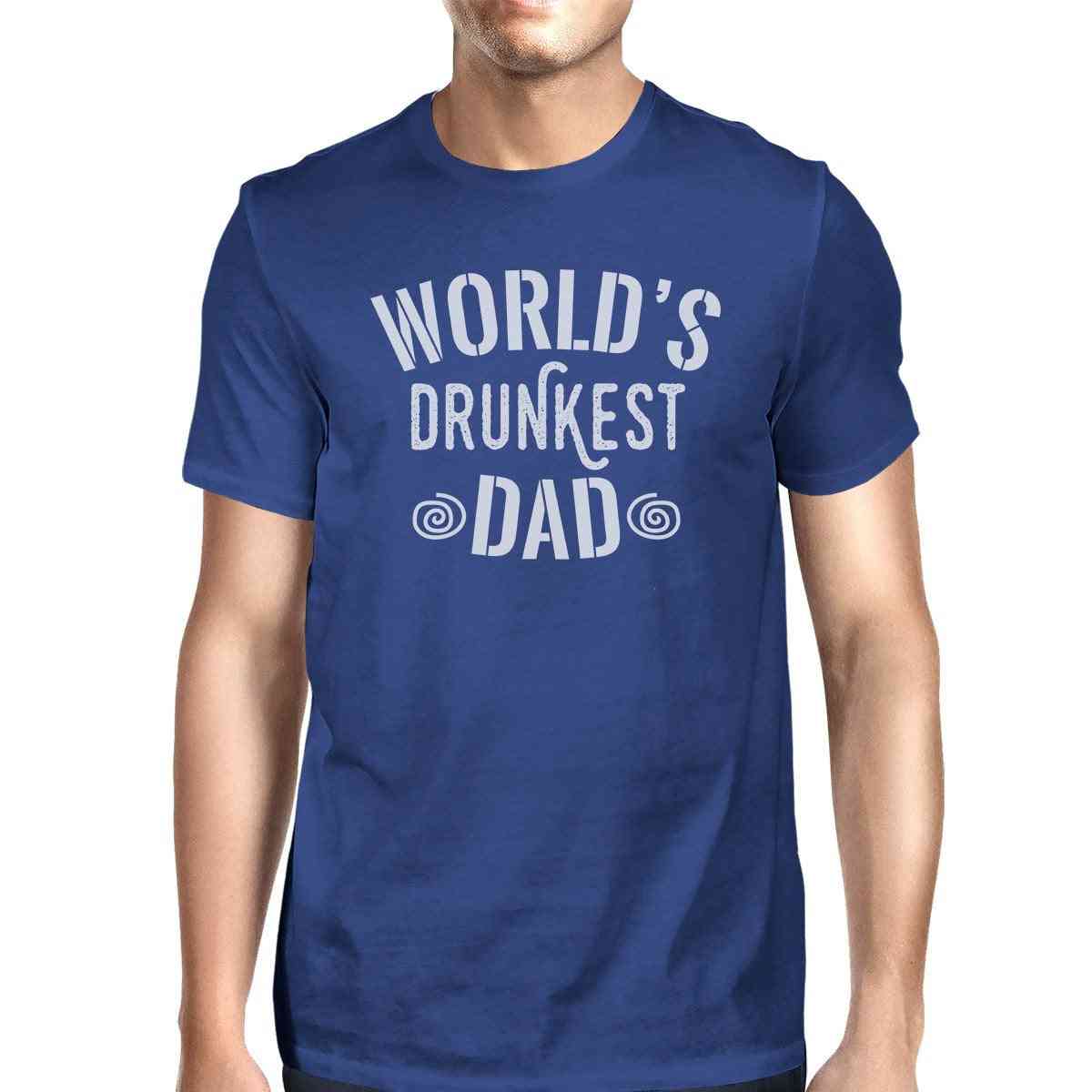 Pánské modré tričko s unikátním designem a opilým tátou na světě