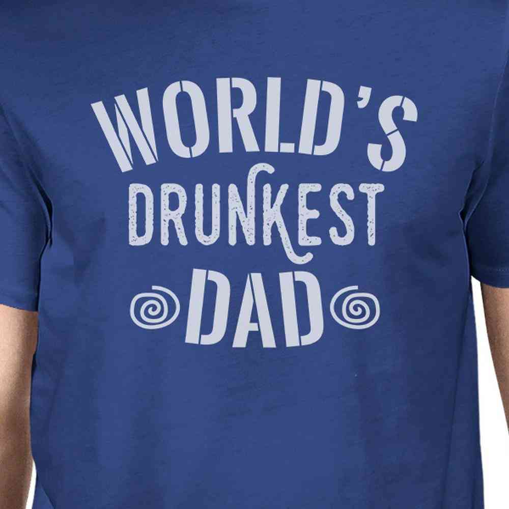 Pánské modré tričko s unikátním designem a opilým tátou na světě