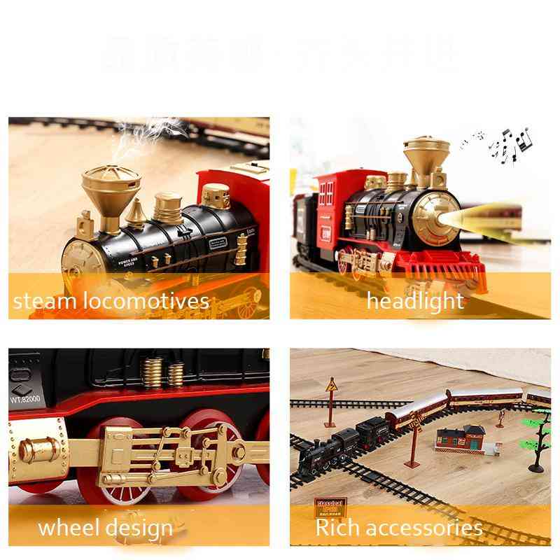 Electric Light Retro Train With Railway  Track Classical Set