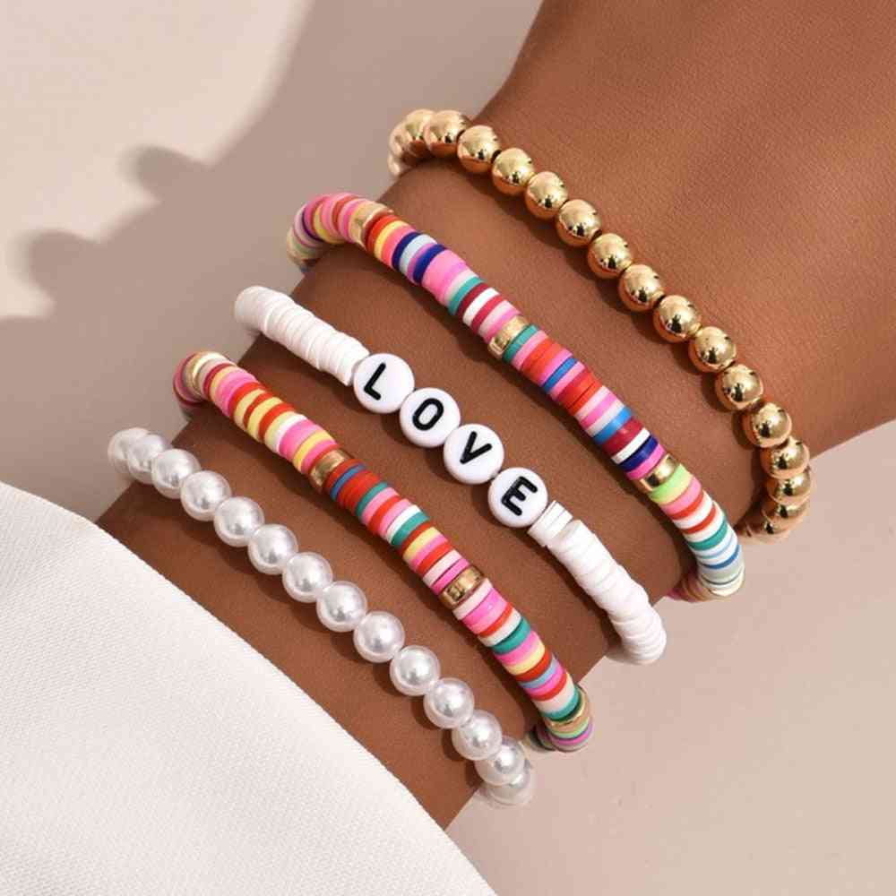 Bohemian Ethnic Hamdmade Multicolor Pearl Beads Bracelet Sets