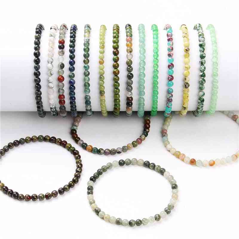 Chakra Beads Natural Round Agates Onyx Stone Stretch Bracelet, Set-1