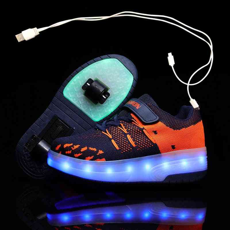 One & Two Wheels- Luminous Glowing Light, Roller Skate Sneakers For, Set-e