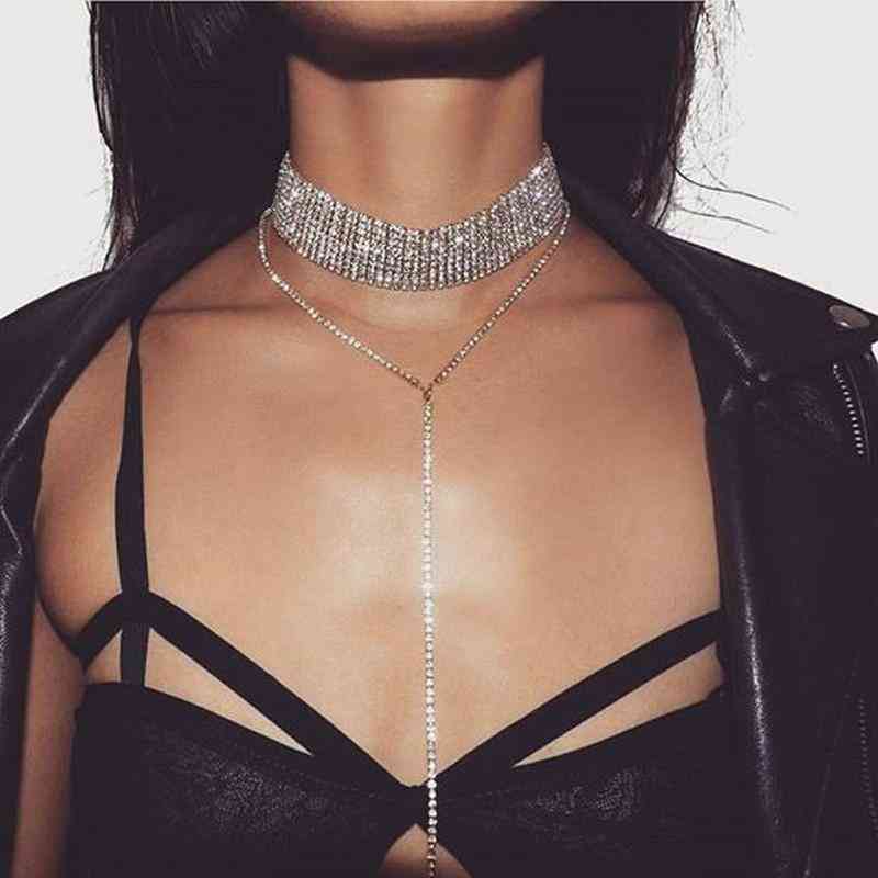 Rhinestone crystal gem chokers halsband