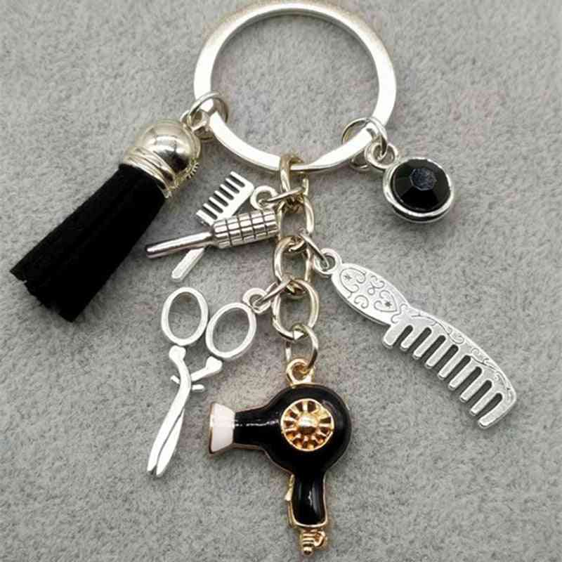 Charm Tassel Keychain Retro Jewelry Mini Hairdressing Scissors Hair Dryer