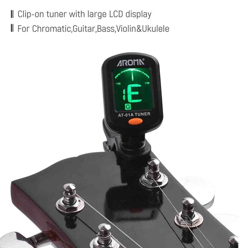 Guitar Tuner Rotatable Clip-on Tuner Lcd Display