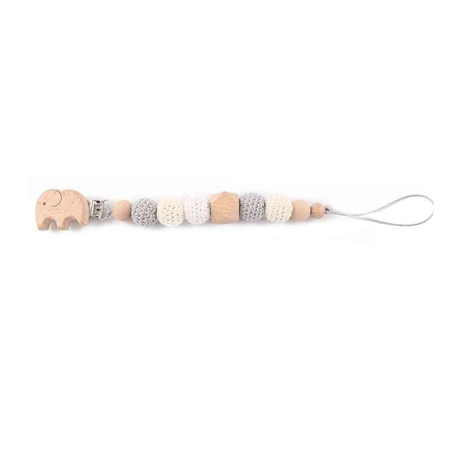 Baby Chain Elephant Wooden Crochet Beads Bag Wood Teether