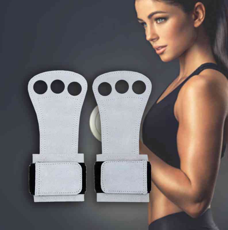 Natural Leather Hand Grips Cross Fit Gloves With Wrist Wrap