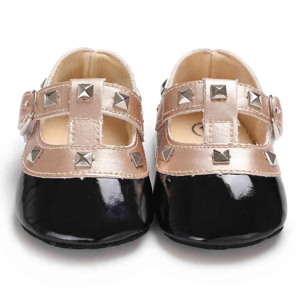 Newborn Baby Girl Bow Princess Shoes Soft Sole Crib Leather Solid Buckle Strap