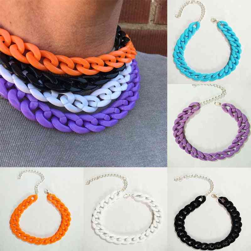 Women Colorful Plastic Chains Necklaces Jewelry