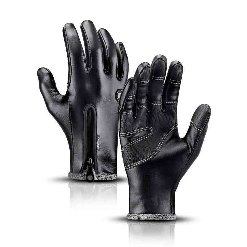 Men Women Warm Thermal Fleece Leather Glove