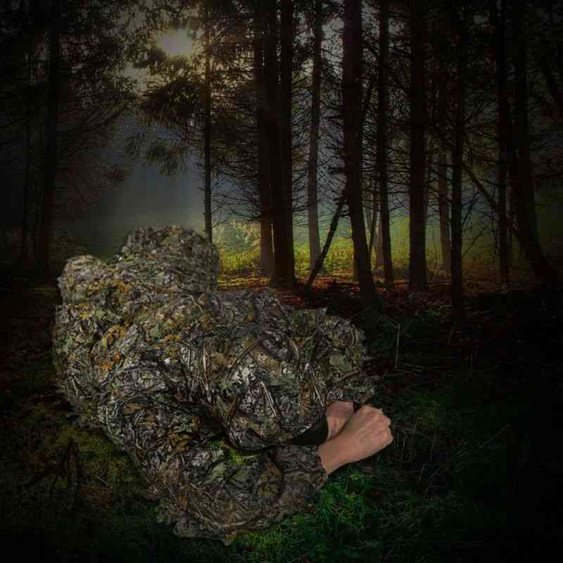 3D leaf coat byxor kamouflage utomhus män djungel kostym