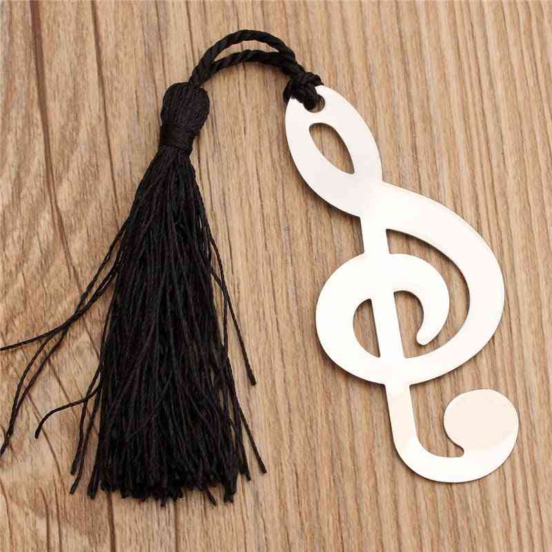 With Tassels Sliver Hollow Musical Notes Bookmarks