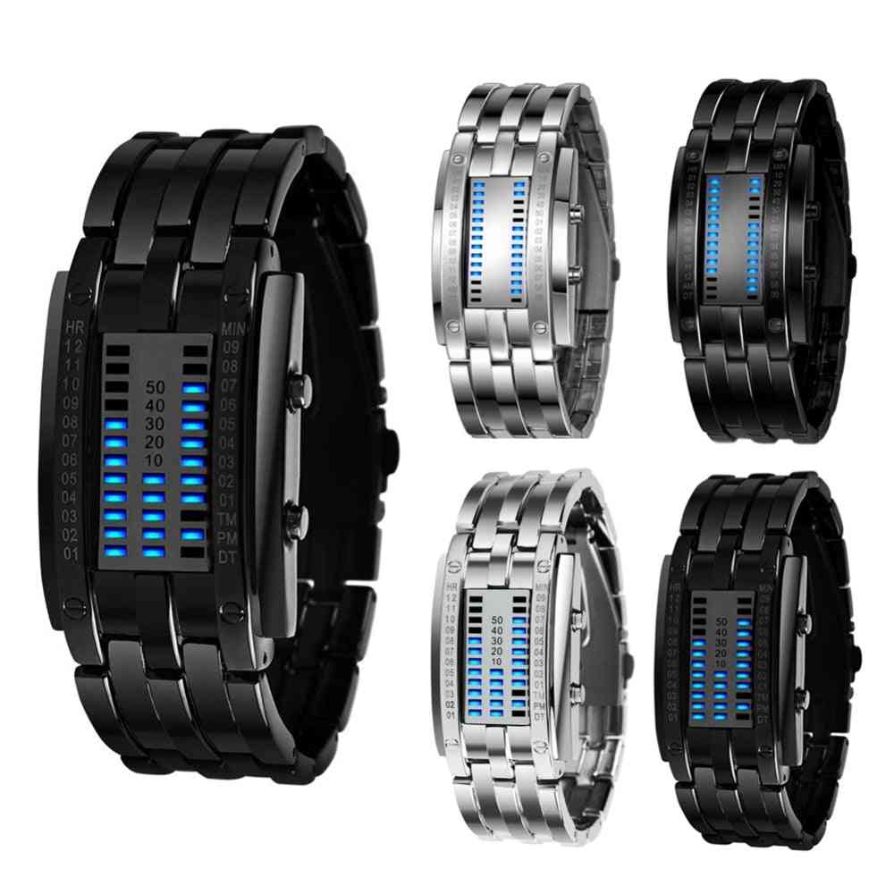 Stainless Steel Luminous Led Electronic Display Sport Watches For Adults - Men / Women