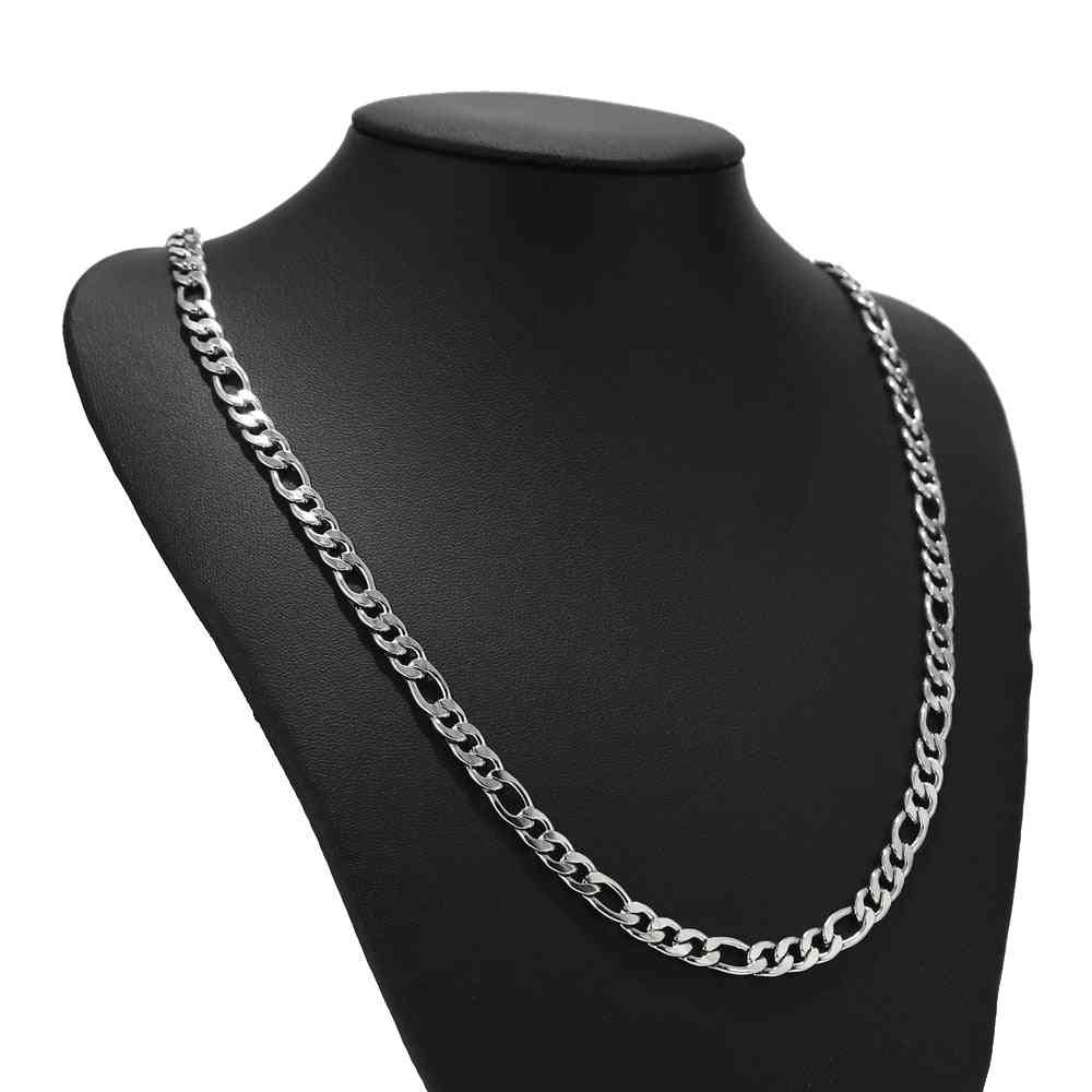 Stainless Steel- Hip Hop Figaro, Cuban Curb Link, Chain Necklaces