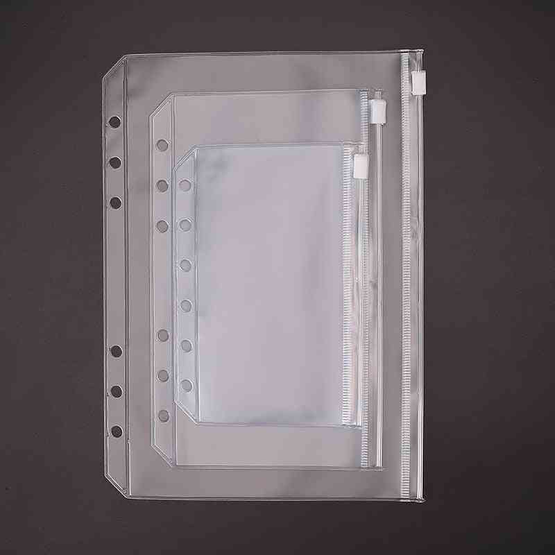 Transparent- Loose Sheet, Notebook Zipper, Self-sealing File Holder, Storage Bag