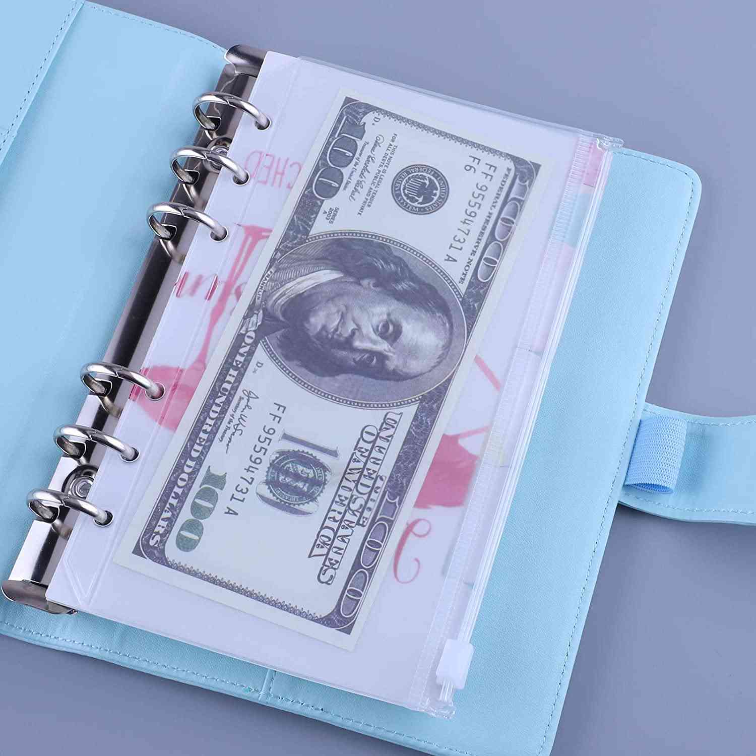 Hole Binder Pockets Waterproof Pvc Cash Budget Zipper Envelopes