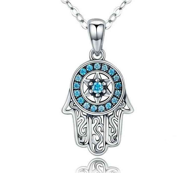 Sterling Silver- Trendy Guarding Hand, Pendant Necklaces