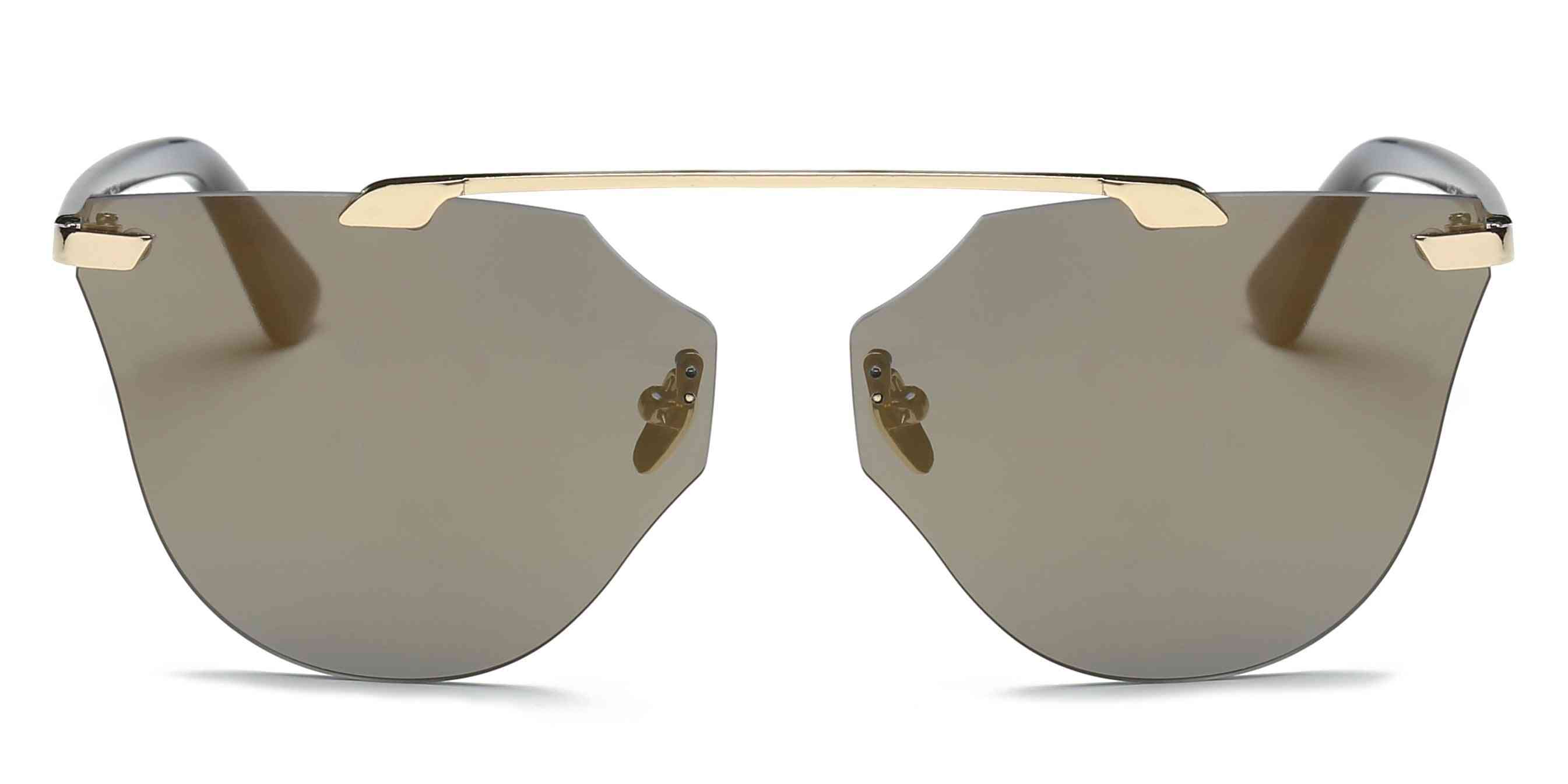 Women Rimless Fashion Round Cat Eye Sunglasses