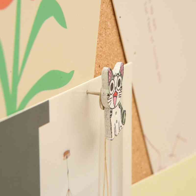 Paper Map Cork Board Kawaii Cat Push Pins