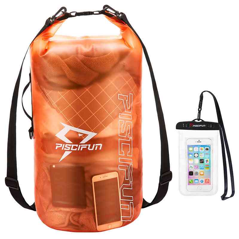Vattentät transparent torrpåse -ryggsäck med telefonväska