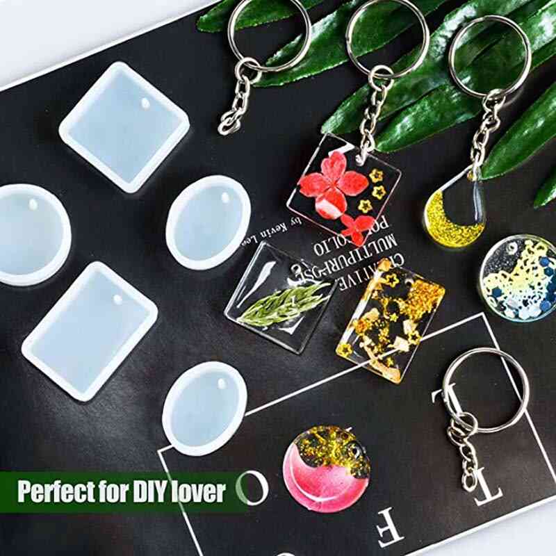 Keychain Resin- Silicone Mold Keychain, Rings Craft Set Earring Jewelry Kit