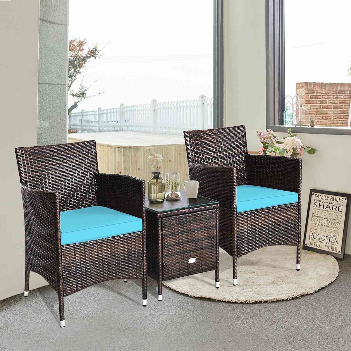 Rattan Wicker Furniture Sets Chairs & Coffee Table