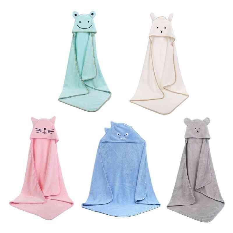 Baby Poncho Bath Towel, Velvet Fleece Hood Infant Towels