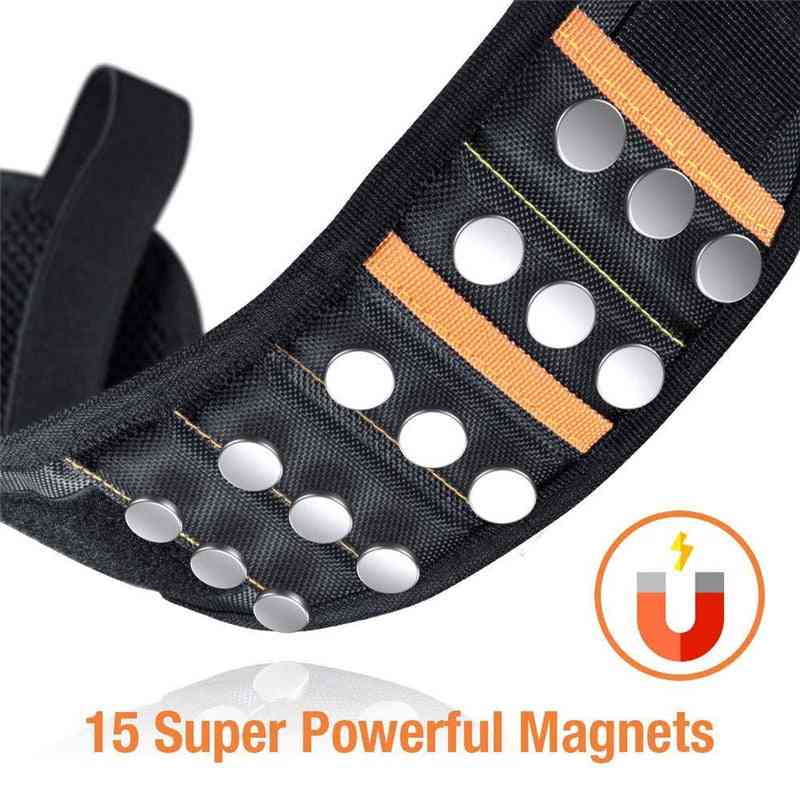 Two Pockets 15 Grid Powerful Magnetic Wristband Tool Storage