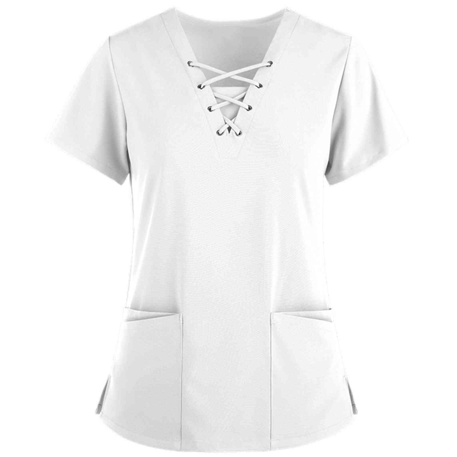 Summer Nurse Uniform Female Form Scrub Top