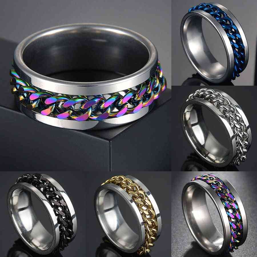 Stainless Steel Rotatable Ring For Adults - Men / Women, Set-3