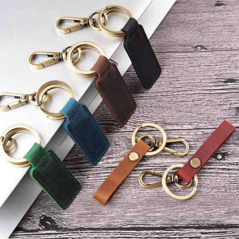 Leather Keychain Pocket For Car Keys Clip Ring