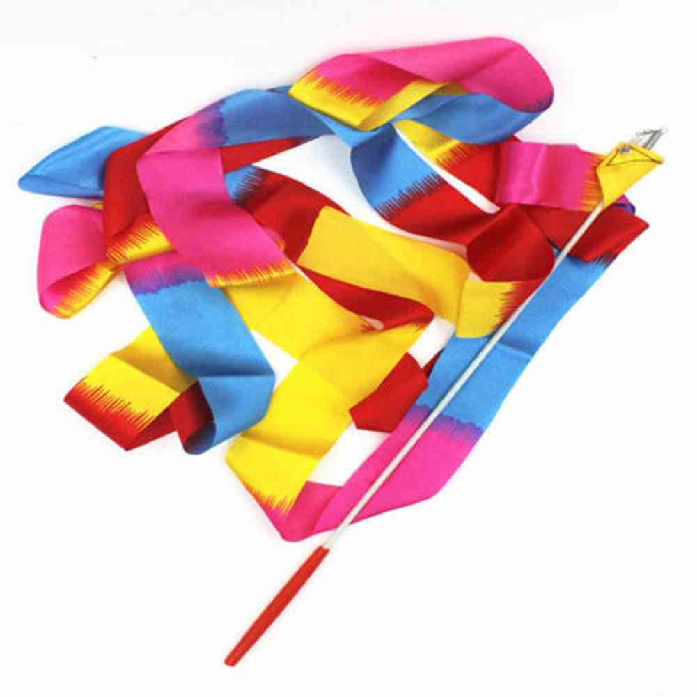 Colorful- Gymnastic Ballet Streamer, Twirling Baton Rod Stick, Wand Dancing Ribbon