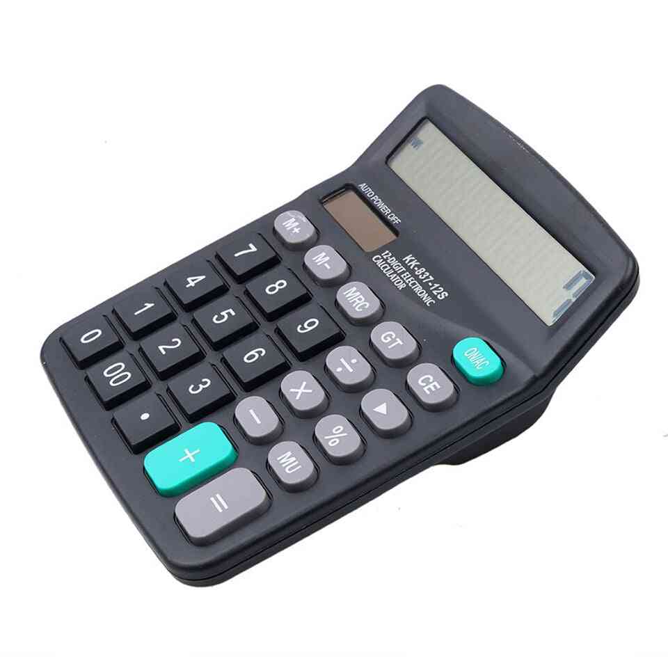 2 In 1 Powered 12 Digit Solar Or Battery Calculator With Button