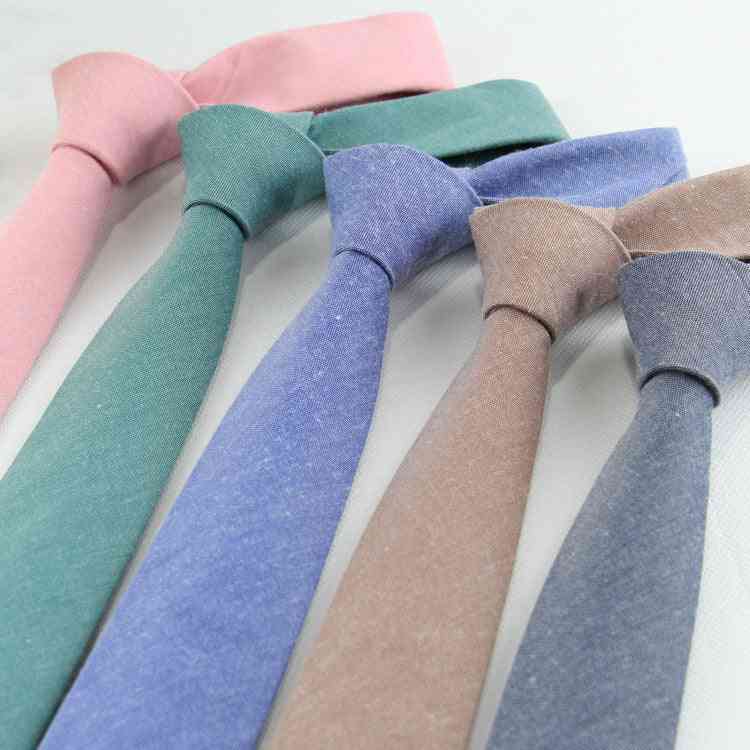Candy Color- Linen Cravat Casual, Narrow Skinny Neckties