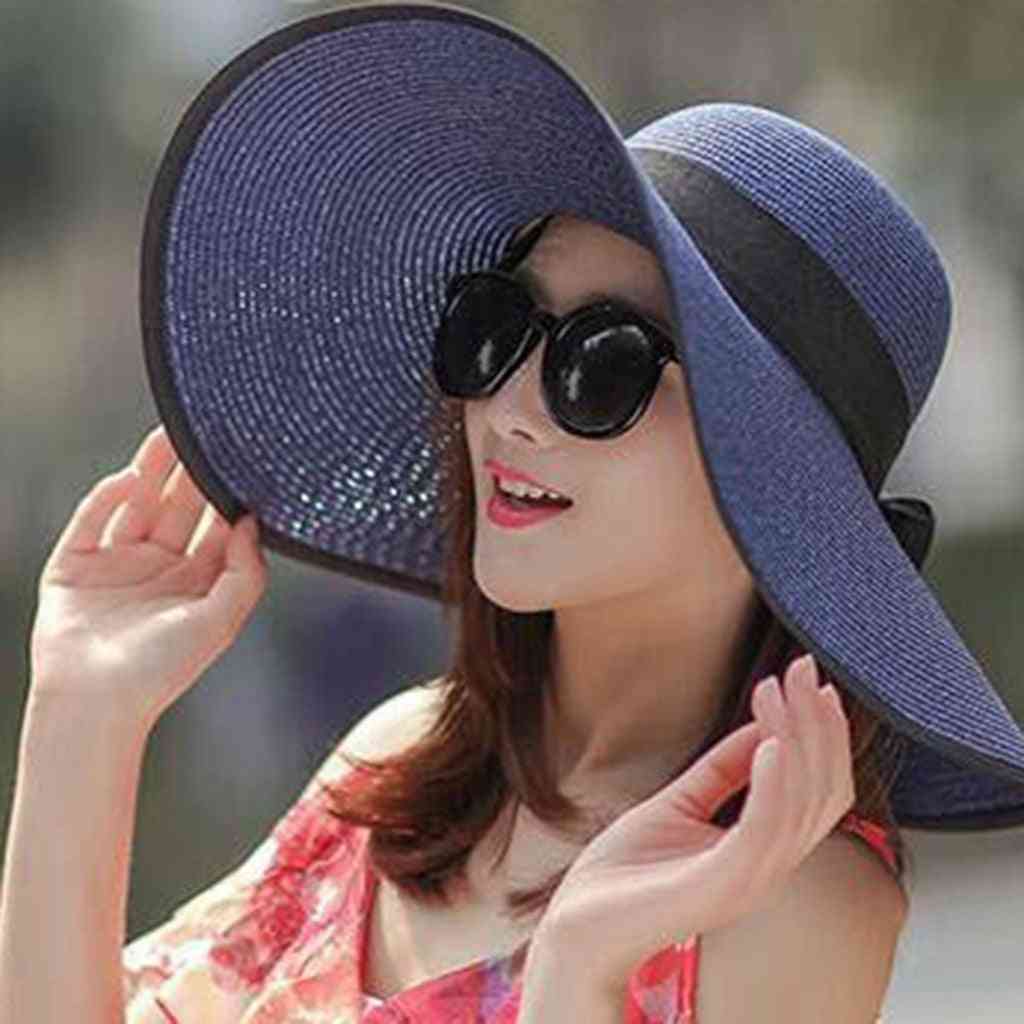 Outdoors Women Foldable Big Brim Straw Hat