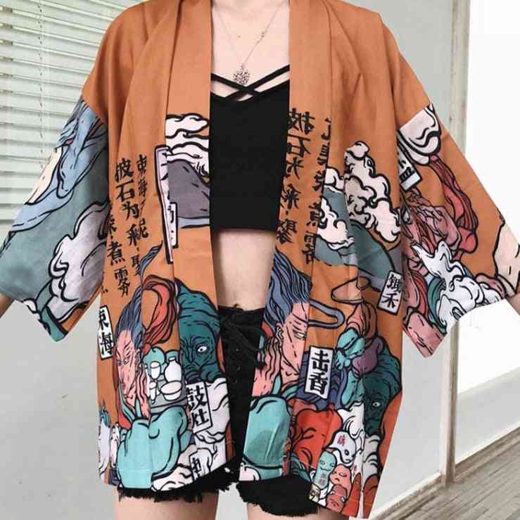 Apanese Kimono Traditional Cosplay Yukata Obi Haori Japanese Clothing For Adults - Women