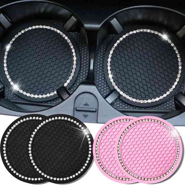 Car- Water Cup Pad, Diamond Rhinestone, Rubber Mat For Bottle Holder