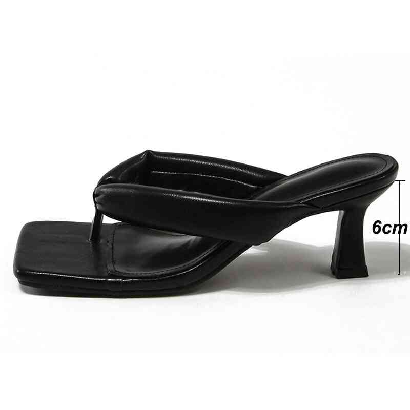 Slippers Women Clip High Heels Slides Shoes Sandals White Black Flip Flops