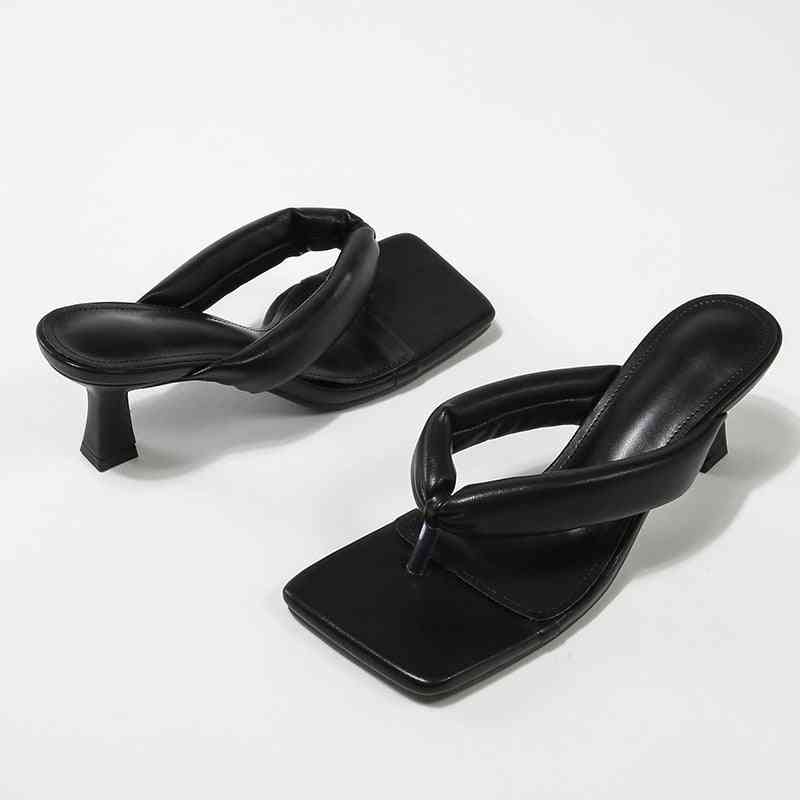 Slippers Women Clip High Heels Slides Shoes Sandals White Black Flip Flops