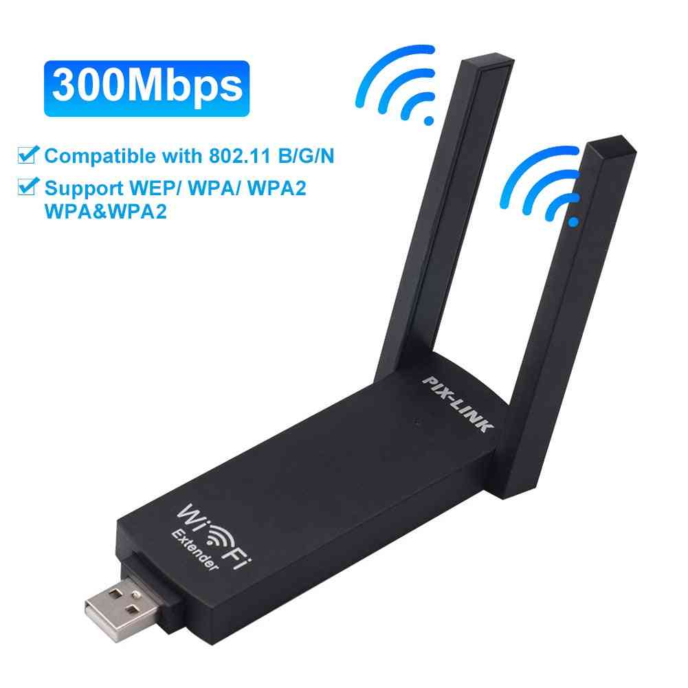 Dual Antennas- Wireless Wifi Router, Usb Repeater, Signal Extender Booster