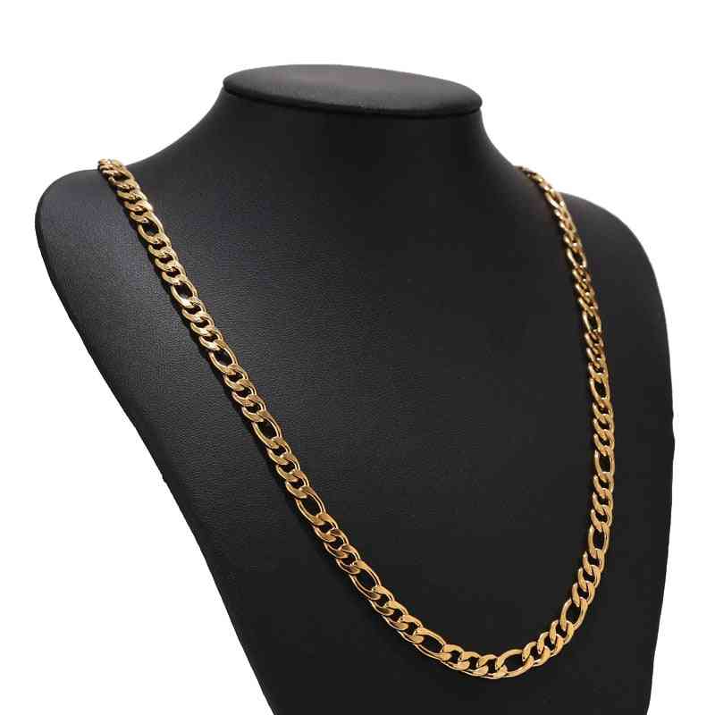 Stainless Steel Men's Gold Filled Figaro Chain