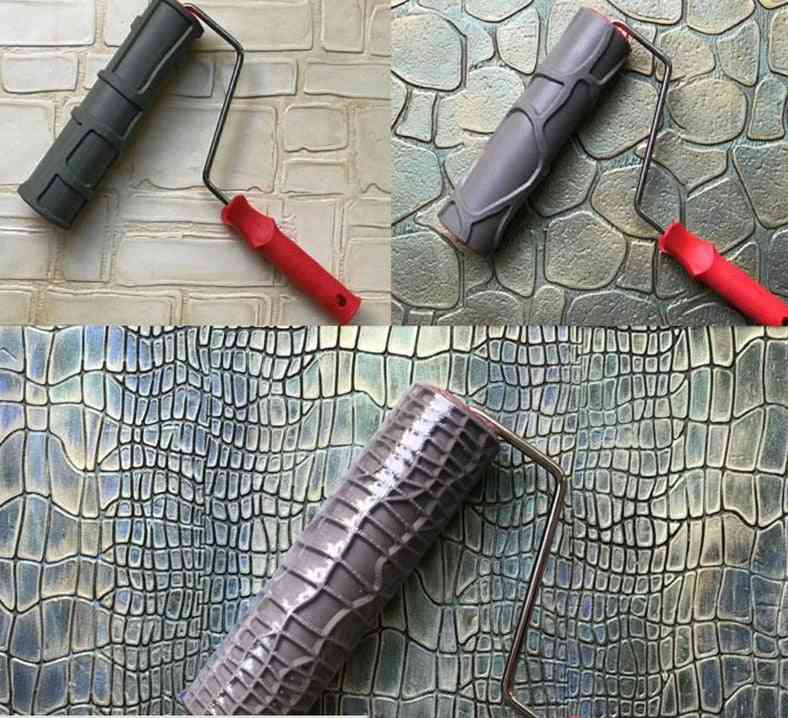 Pattern Paint Roller- Stamp Decorative, Cylinder Leather, Texture Wall Painting Tools