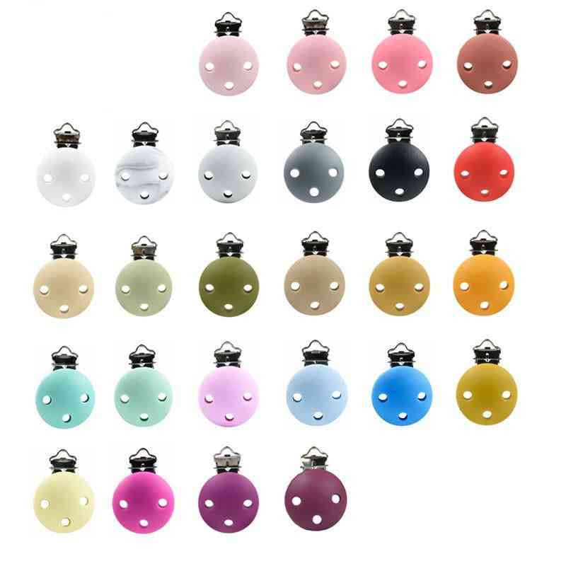 Baby Pacifier Clips Round Shape Perle Silicone Teether Clip