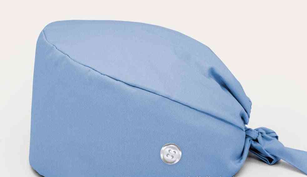 Scrub Cap With Button Adjustable Pet Grooming Working Caps
