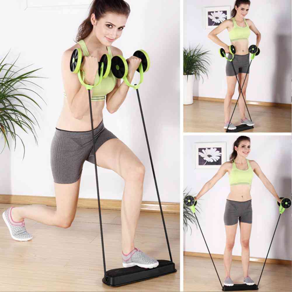 Ab Wheels Abdominal Roller Resistance Bands Pull Rope Exercise At Home