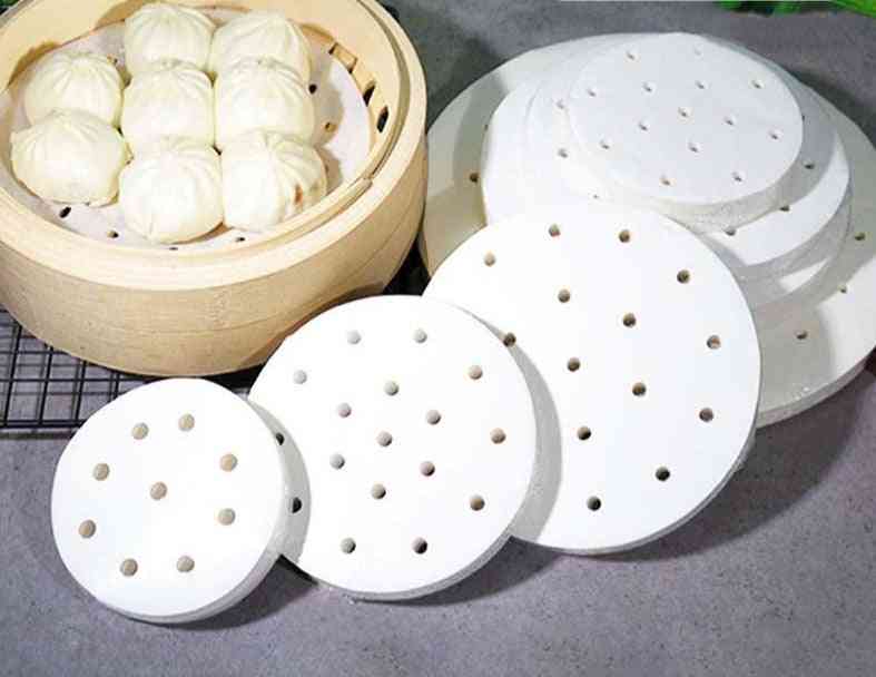 50pcs/pack Bamboo Steamer Pad Paper Kitchen Tool
