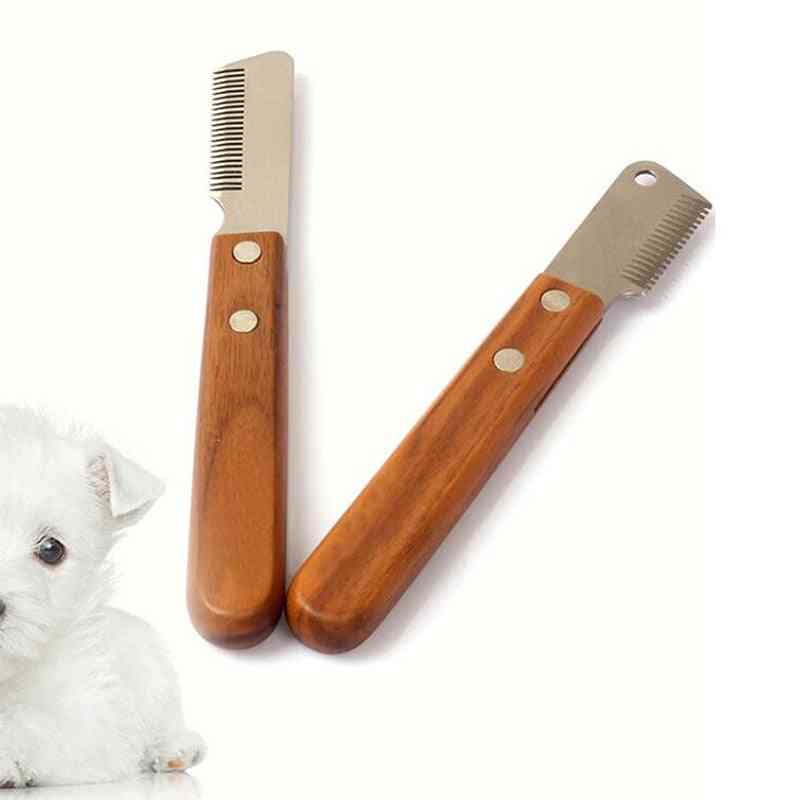 Dog Comb Stainless Steel Wooden Handle Stripping Knife