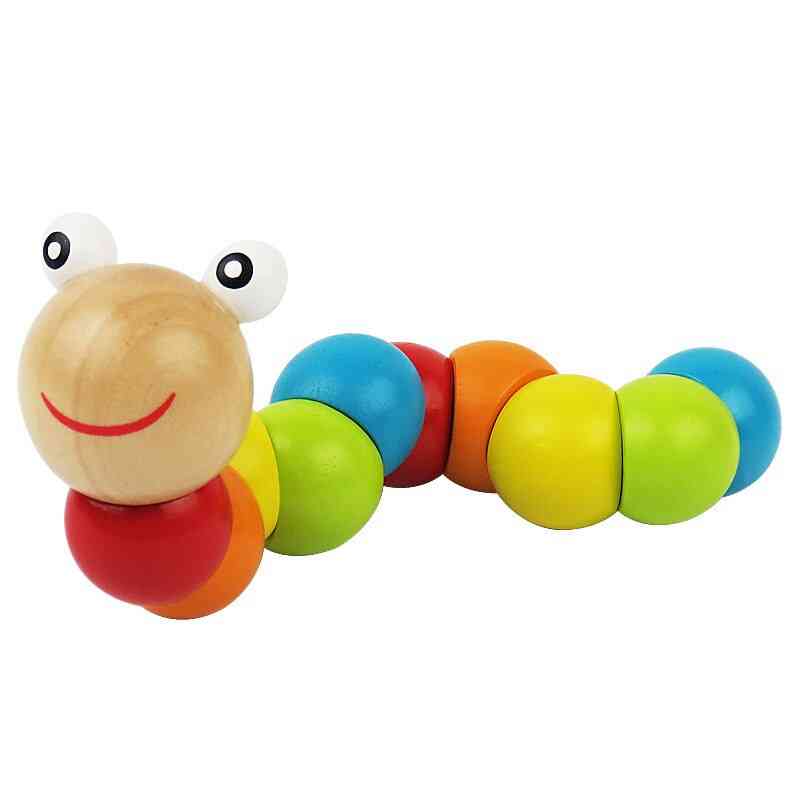 Colorful Wooden Twisting Caterpillar Kids Puzzles Educational